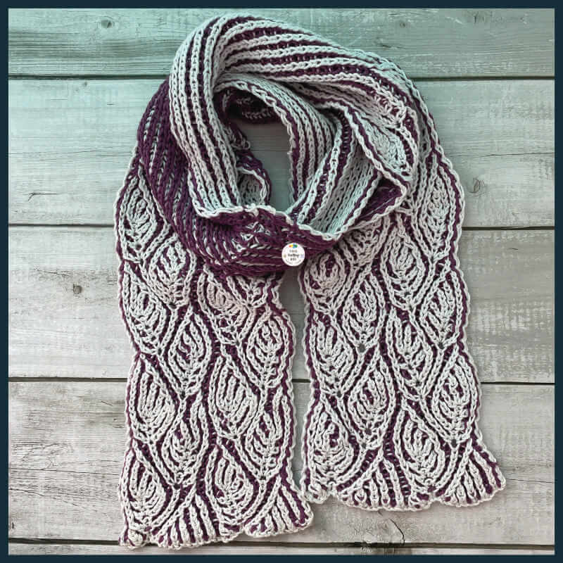 Dual Colour Leafy Brioche Scarf SOLD This Knitting Bee